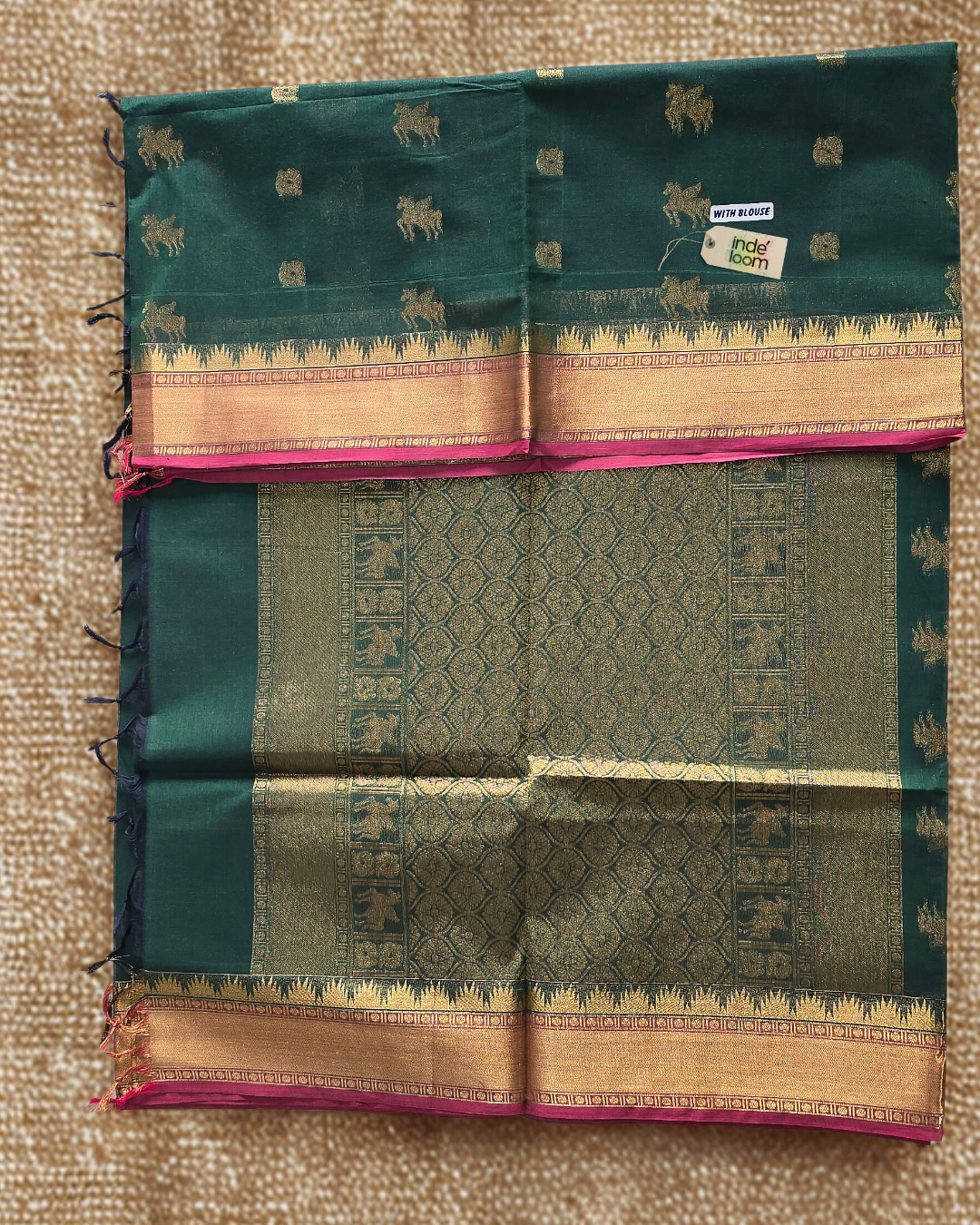 Kanchi Cotton|Green & Pink