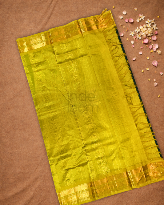 Pure Handloom Korvai Saree | Hunter Green