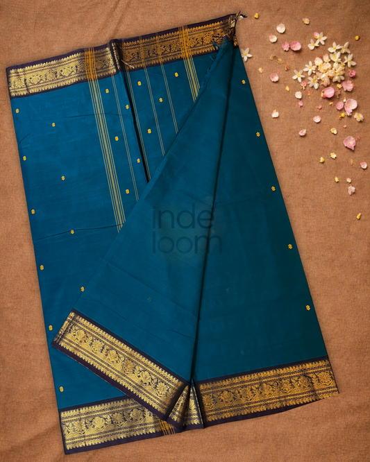 Chettinad  cotton Saree  |  classic blue
