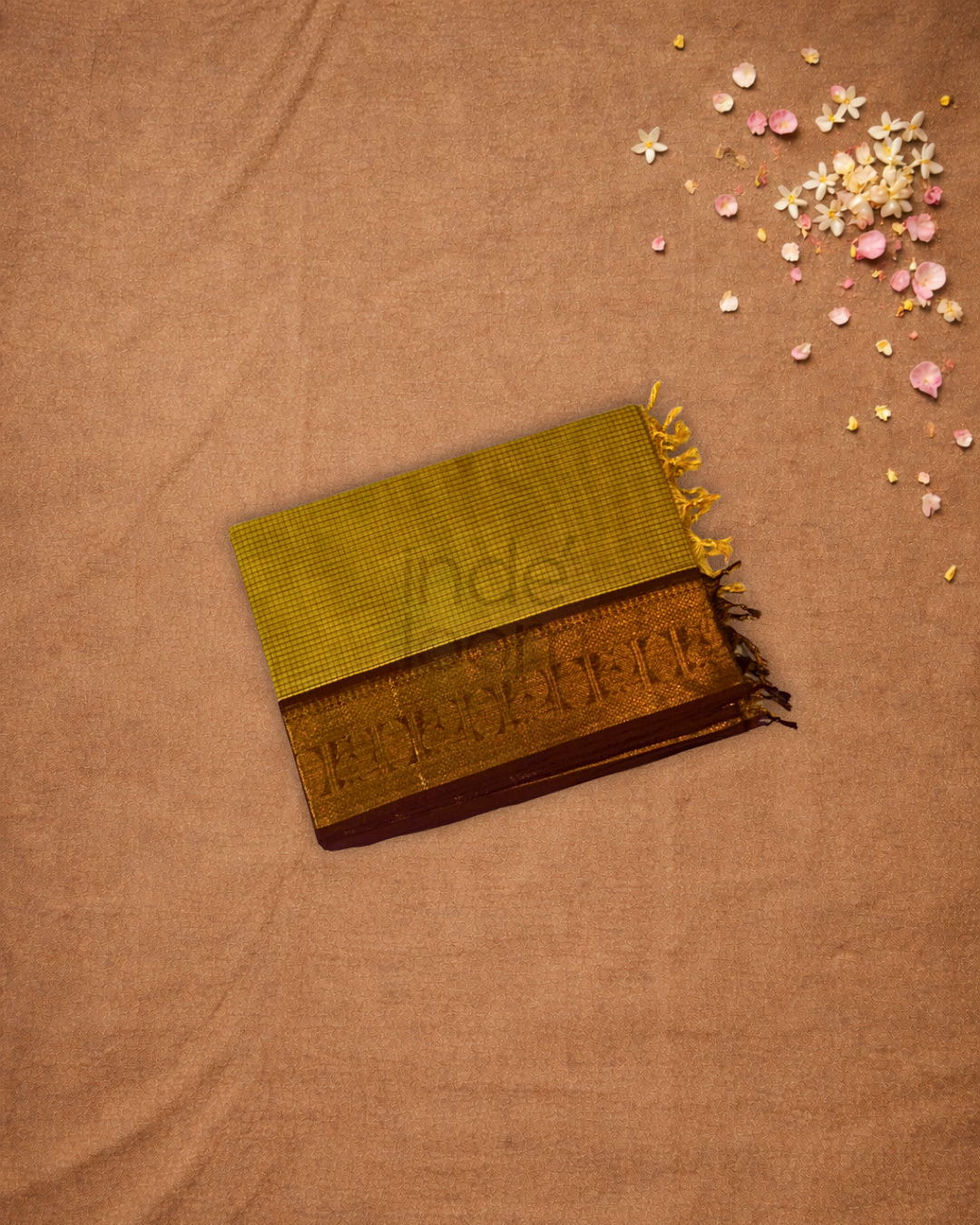 Chettinad  Cottton Saree With Bright Yellow