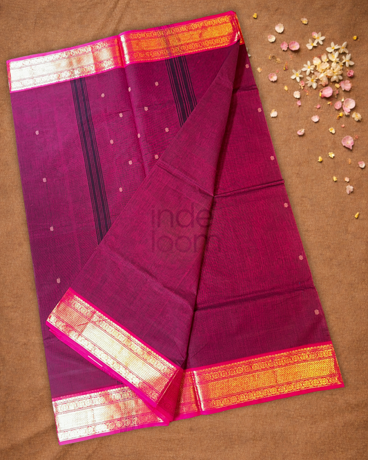 Chettinad  cotton Saree  |  rani pink