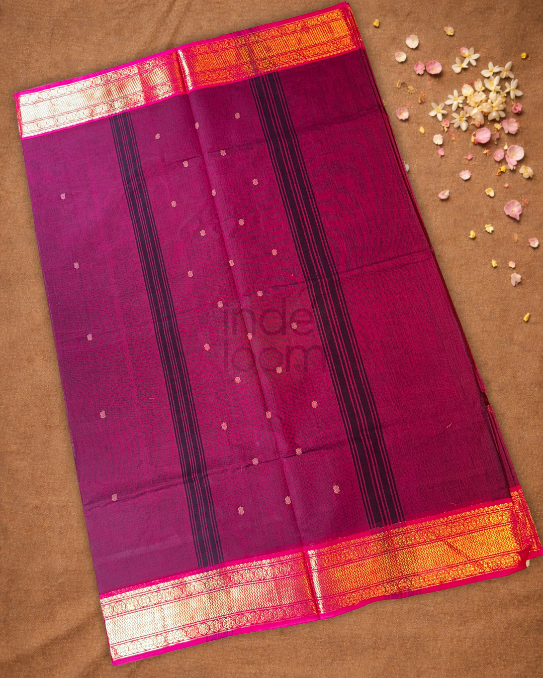 Chettinad Cottton Saree With Rani Pink