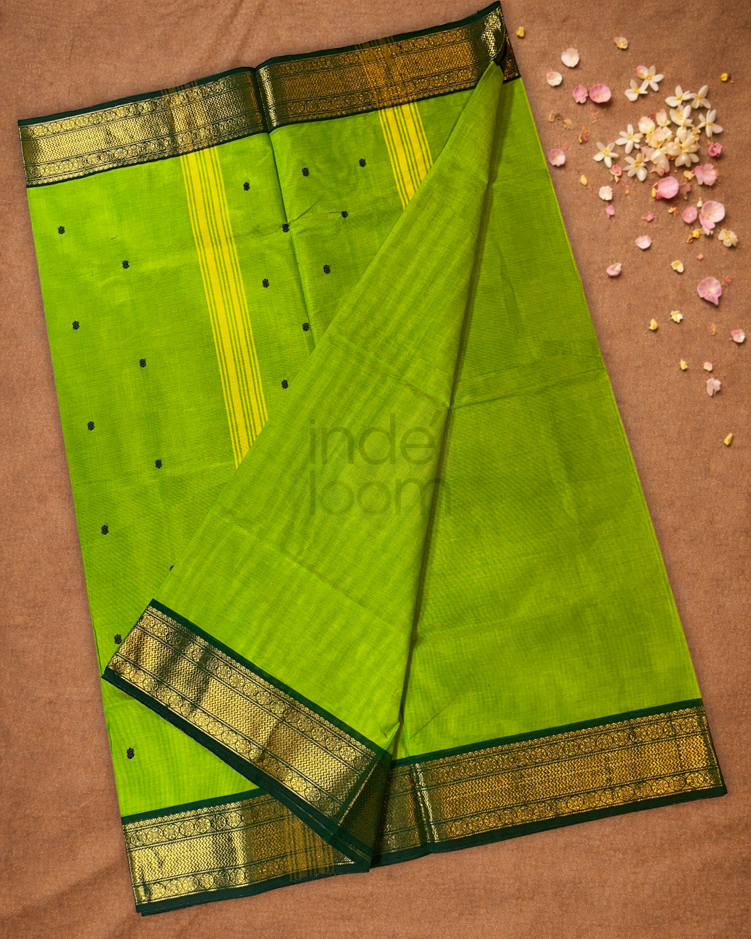Chettinad Cottton Saree With Parrot Green