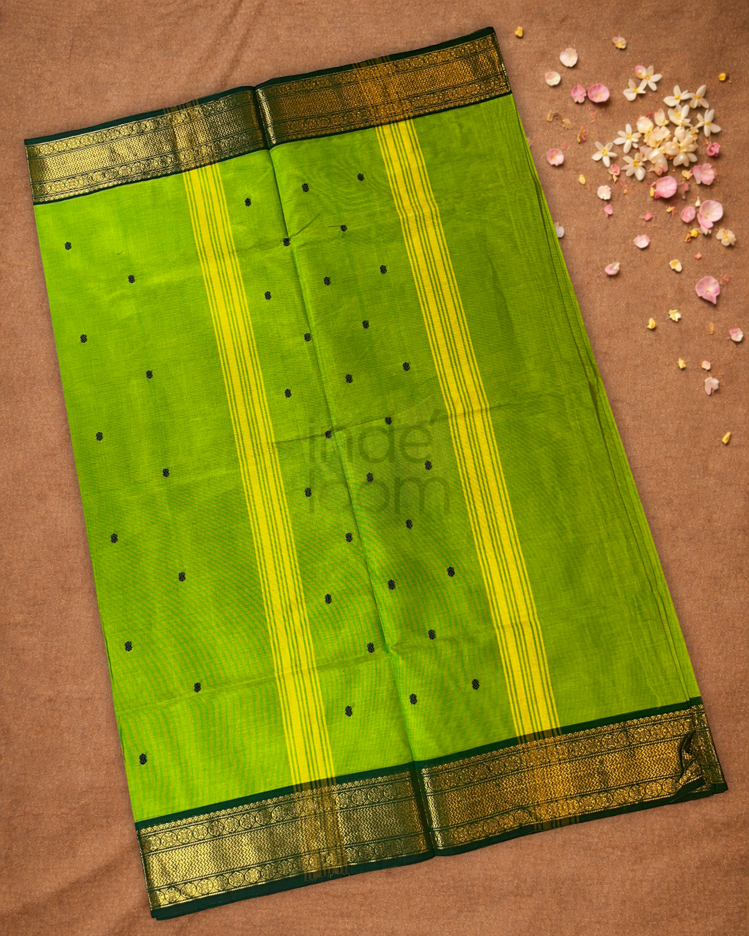 Chettinad Cottton Saree With Parrot Green