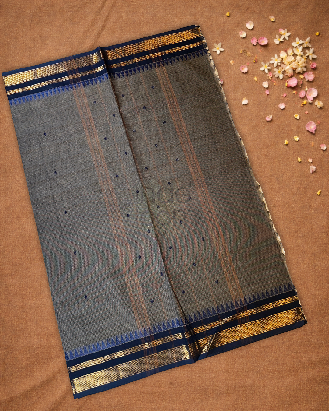 Chettinad Cottton Saree With Stone Gray