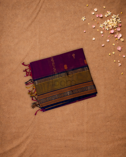 Chettinad Cottton Saree With Grape Purple