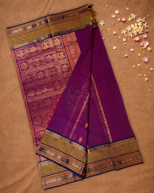 Chettinad Cottton Saree With Grape Purple