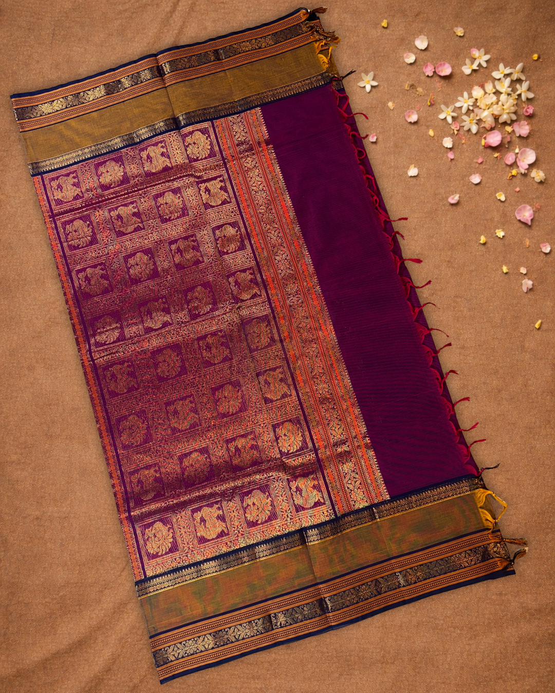 Chettinad Cottton Saree With Grape Purple