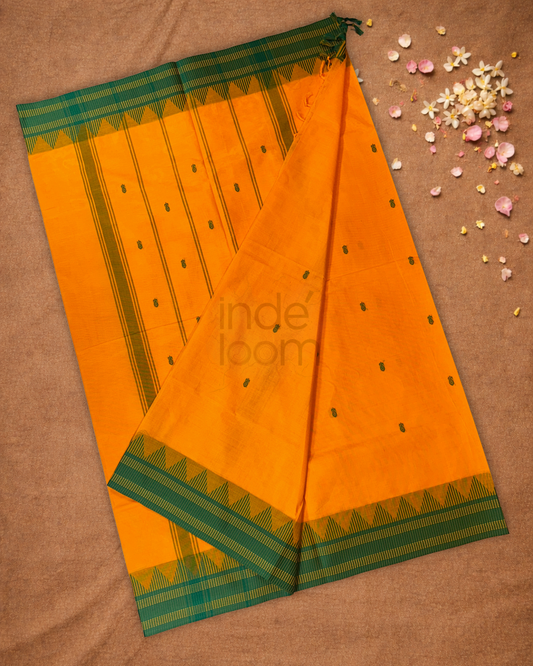 Chettinad cotton Saree  |  honey orange