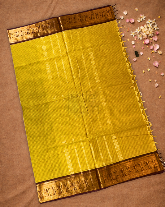 Chettinad cotton Saree  |  corn yellow