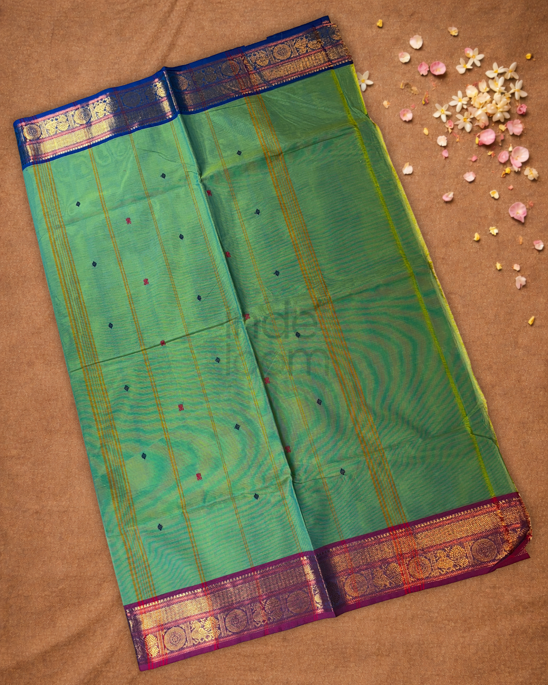 Chettinad Cottton Saree With Jade Green