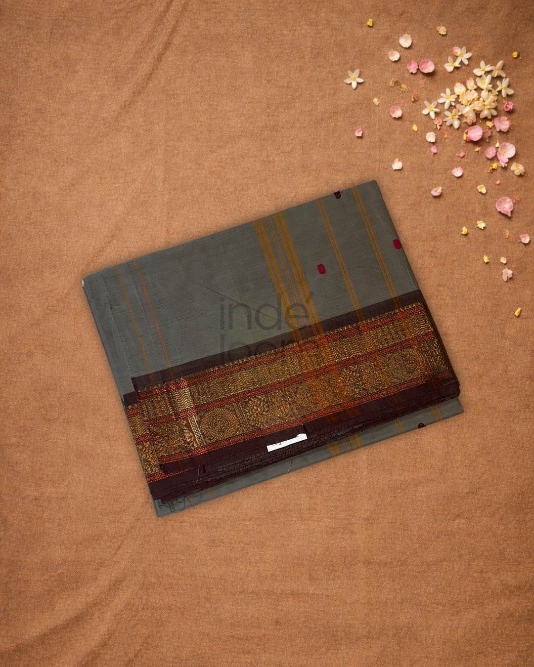 Chettinad Cottton Saree With Ash Gray