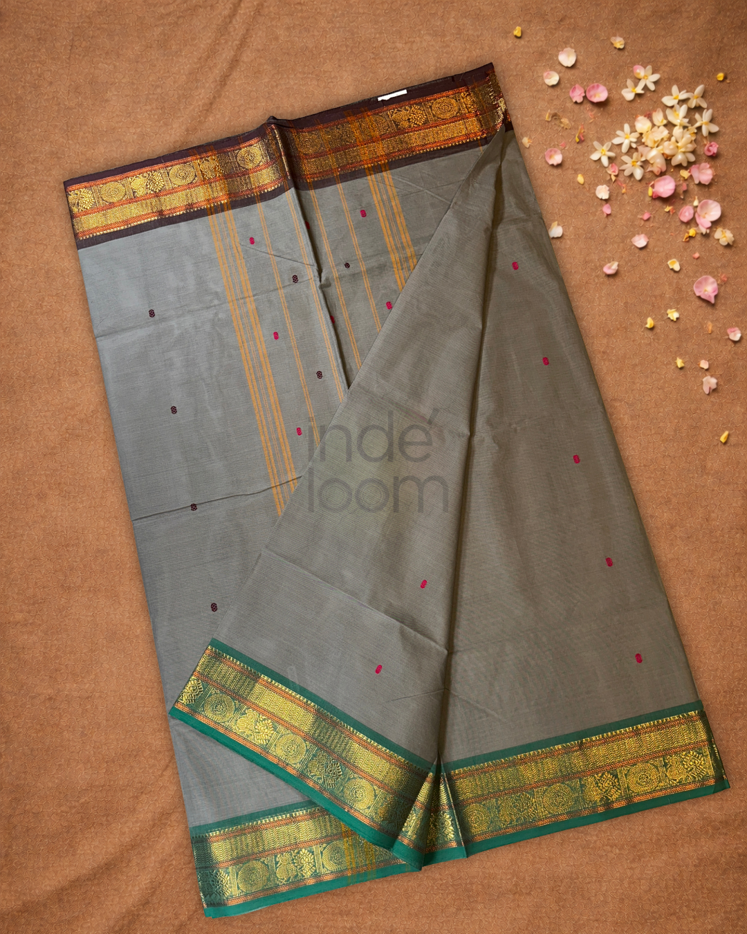 Chettinad Cottton Saree With Ash Gray