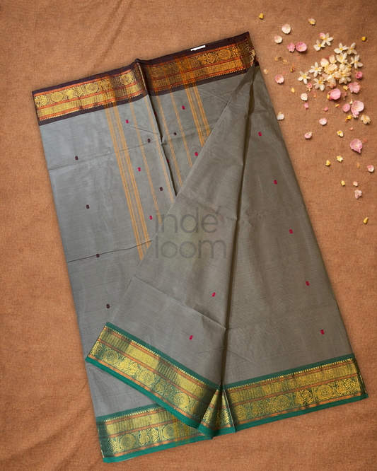 Chettinad Cotton Saree  |  ash grey