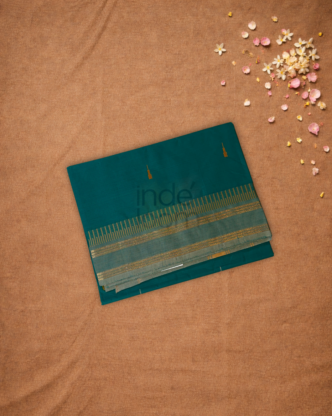 Chettinad Cottton Saree With Teal Green