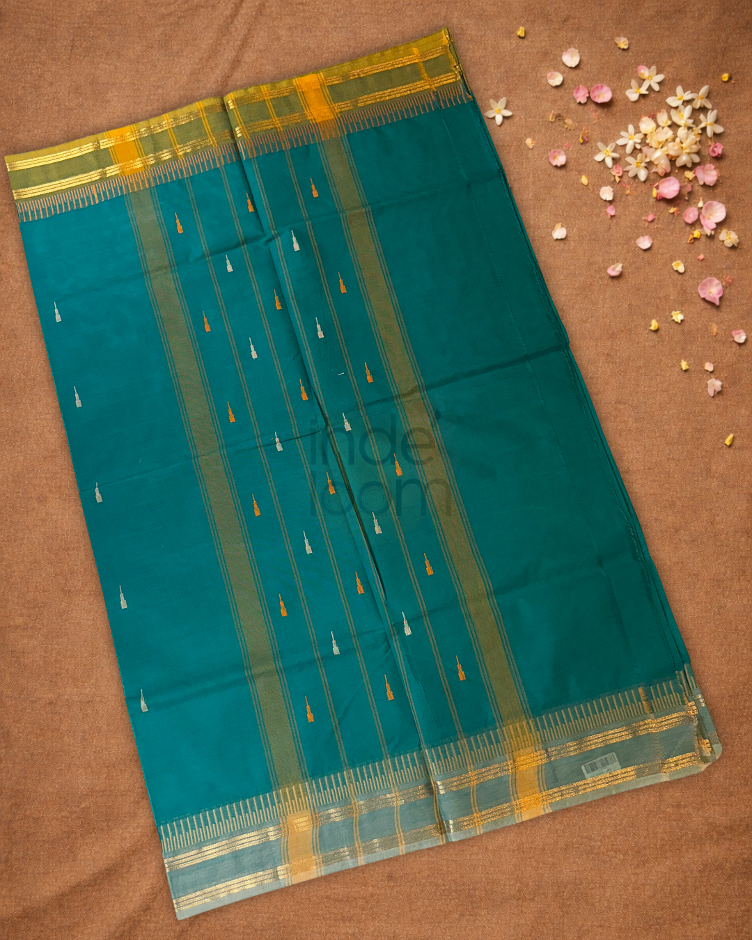 Chettinad Cottton Saree With Teal Green