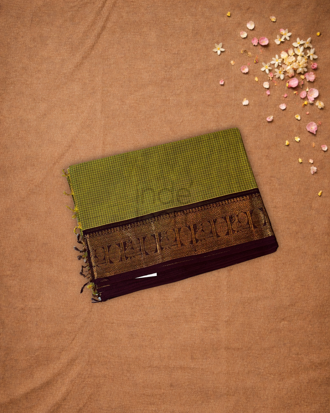 Chettinad Cottton Saree With Forest Green