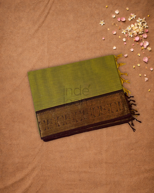 Chettinad Cotton Saree  |  olive green