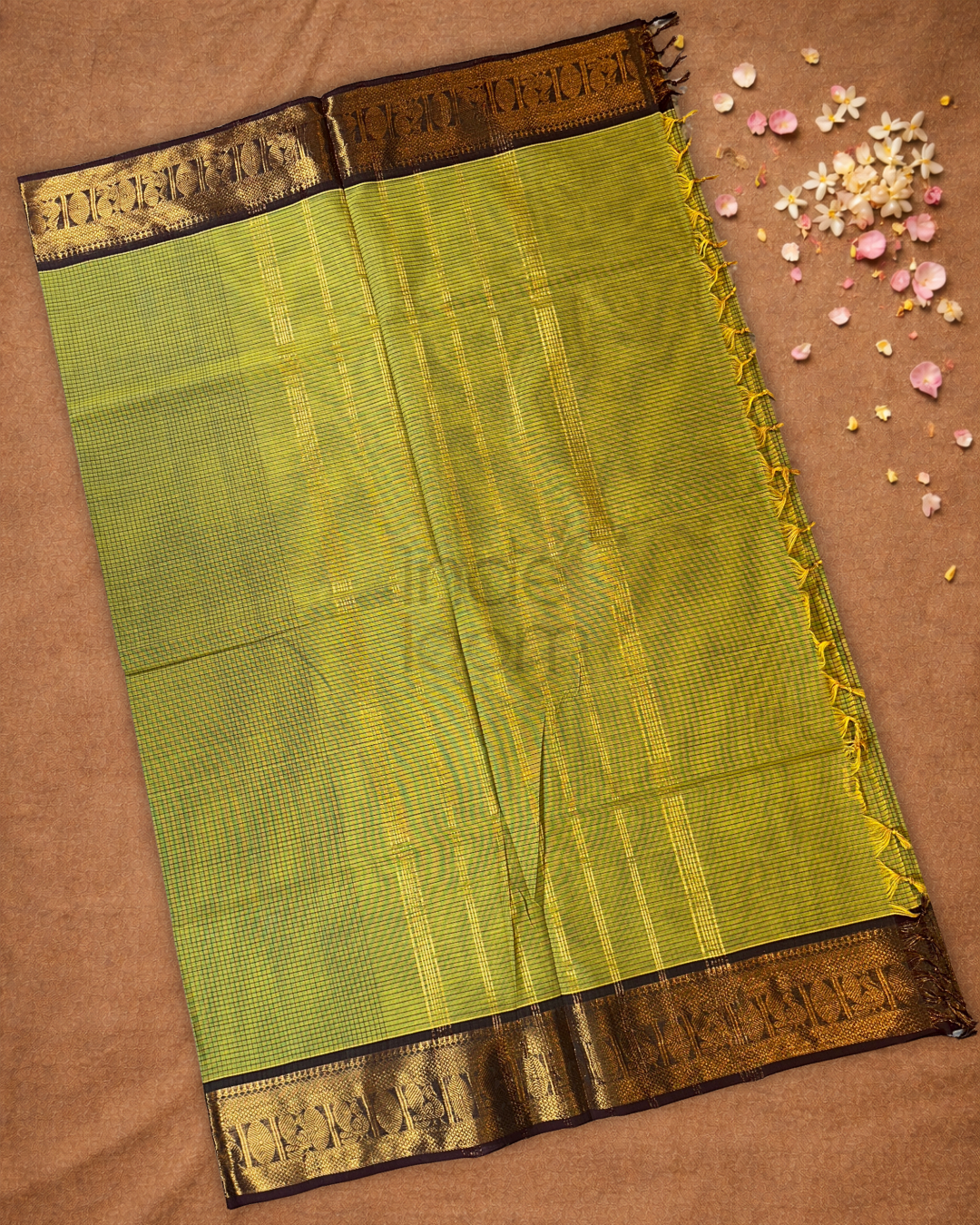Chettinad Cottton Saree With Olive Green