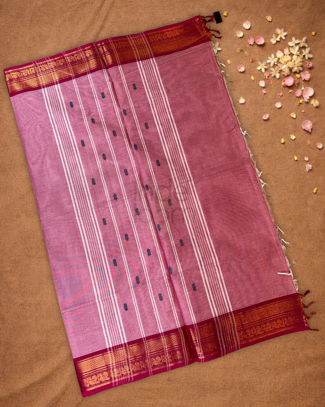 Chettinad Cottton Saree With Hot Pink
