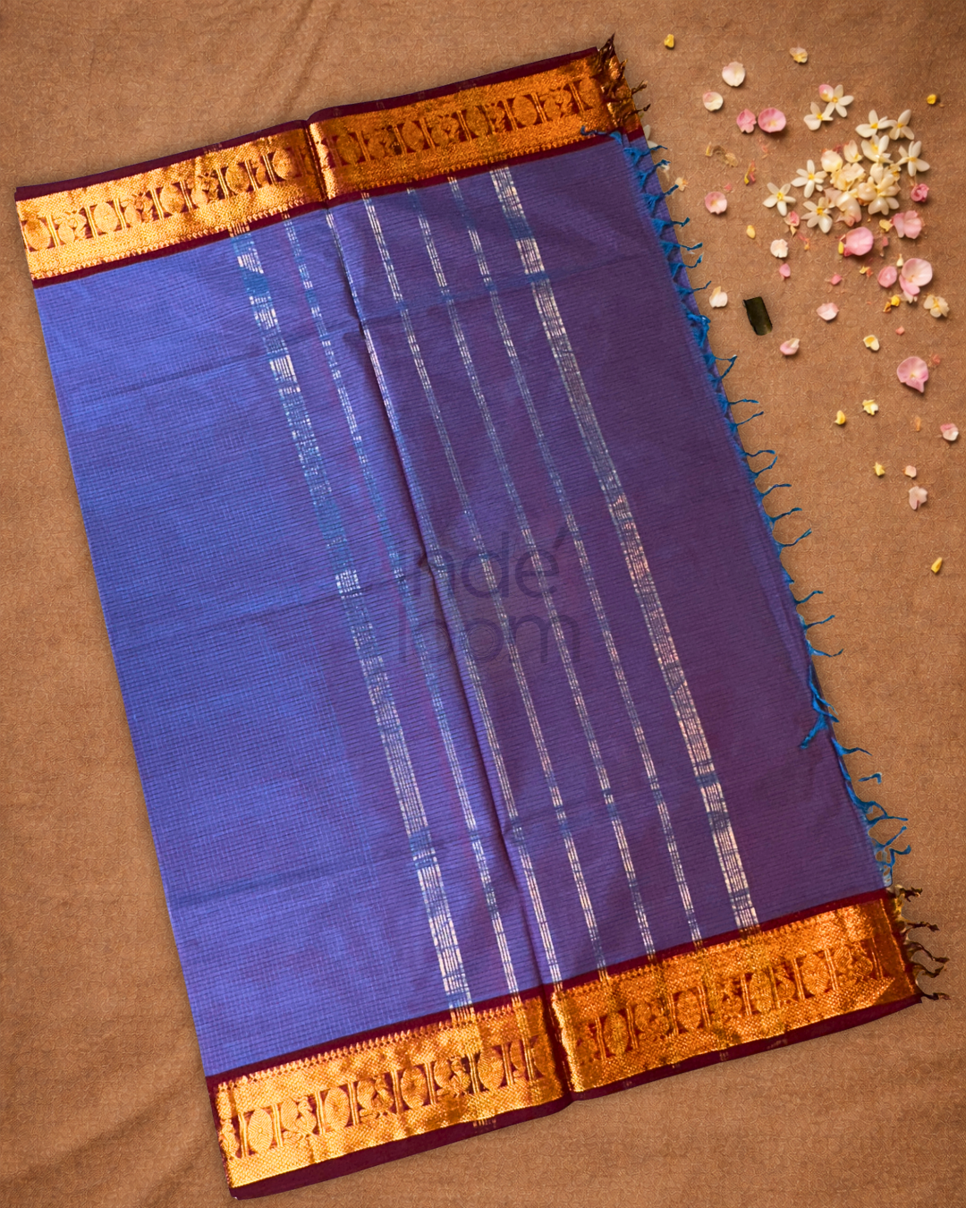 Chettinad  Cottton Saree With Ocean Blue