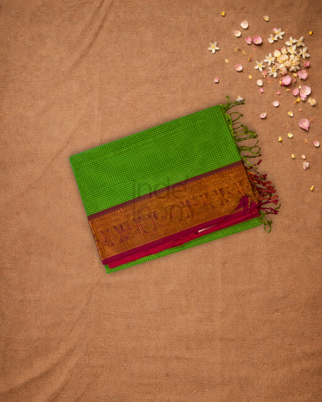 Chettinad Cottton Saree With Lime Green