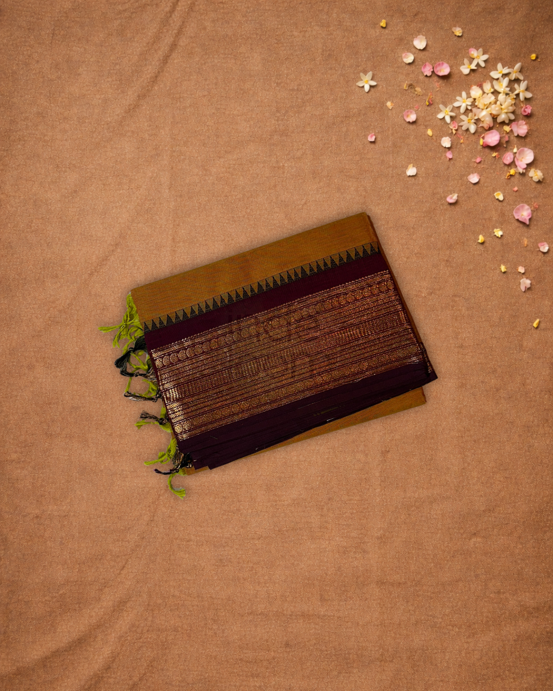 Chettinad Cottton Saree With Golden Yellow