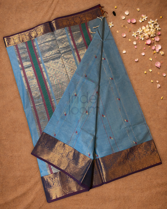 Chettinad Cotton Saree  |  ocean blue