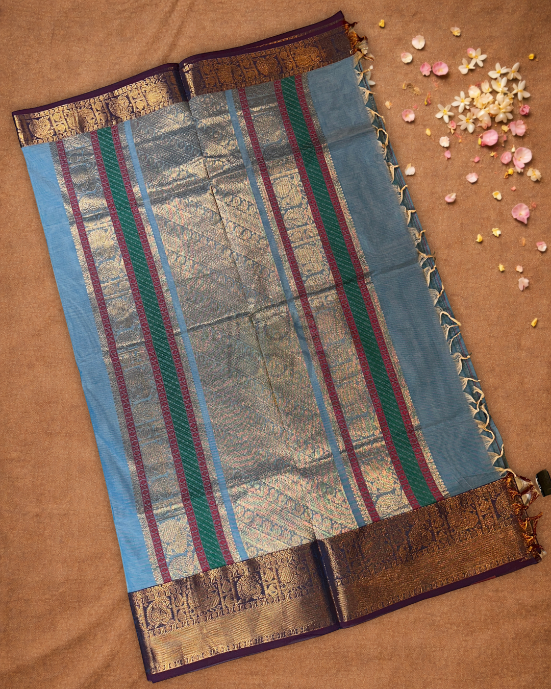 Chettinad Cottton Saree With Ocean Blue