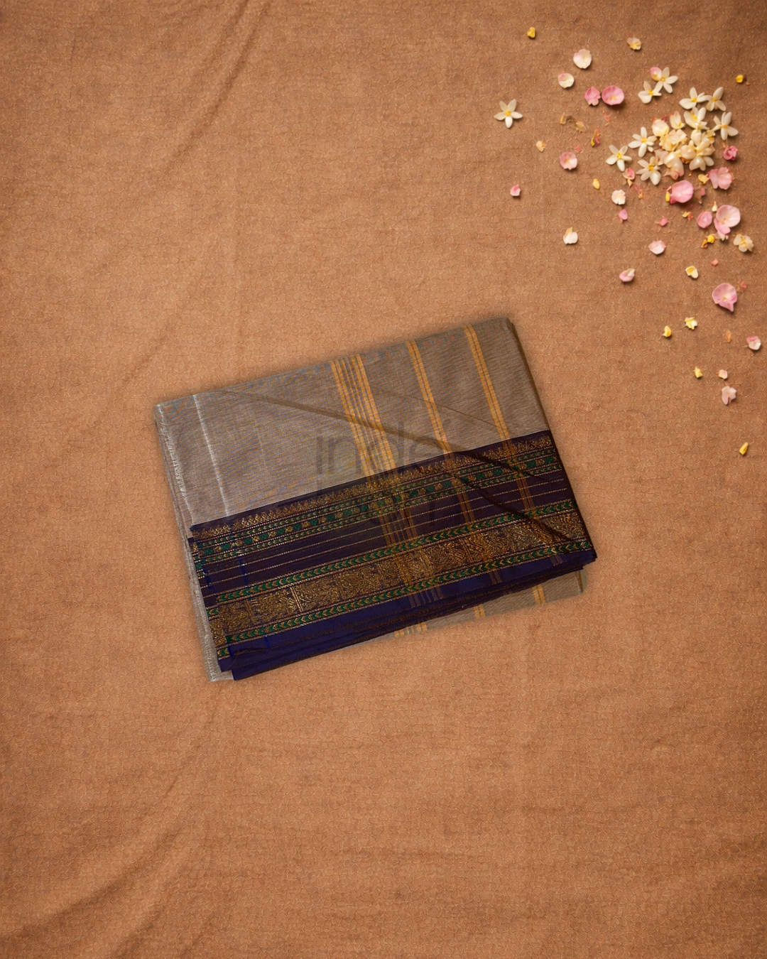 Chettinad Cottton Saree With Peru Brown