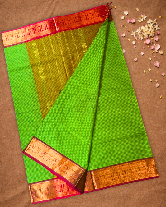Chettinad cotton Saree  |  lime green