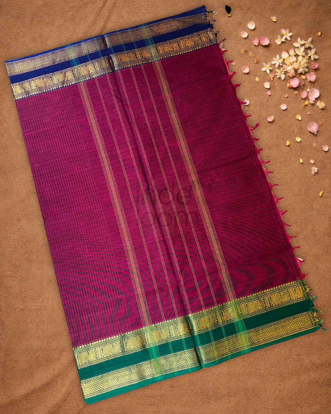 Chettinad Cottton Saree With Bright Pink
