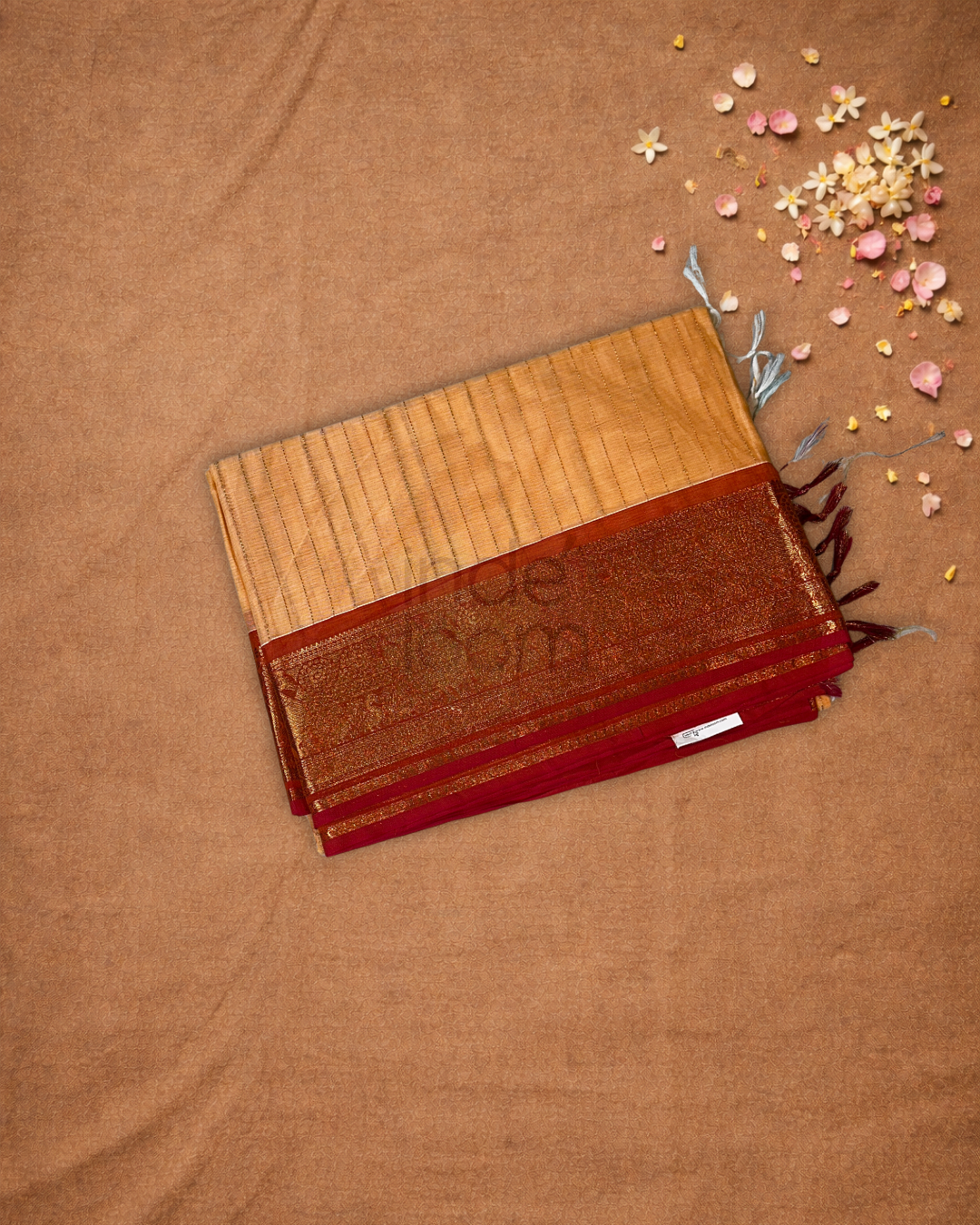 Chettinad Cottton Saree With Cream Orange