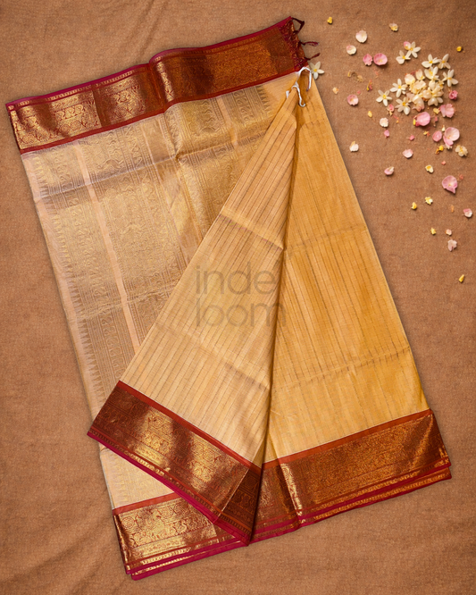 Chettinad Cottton Saree With Cream Orange