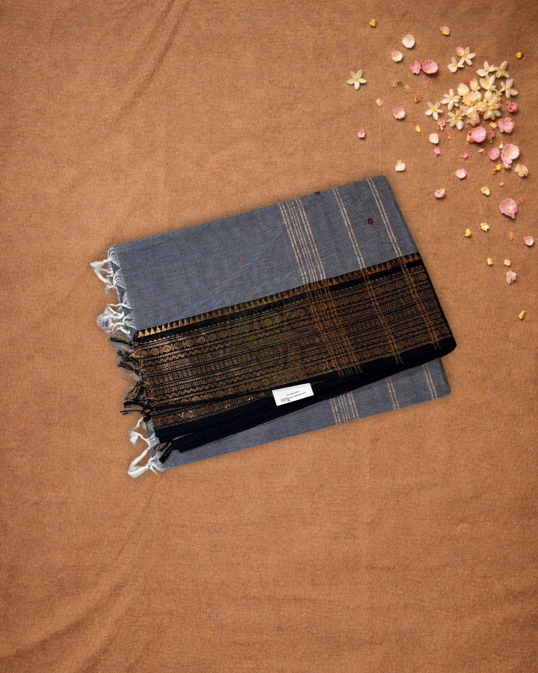 Chettinad Cottton Saree With Cool Gray