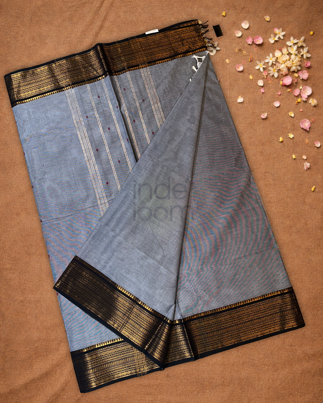 Chettinad Cottton Saree With Cool Gray