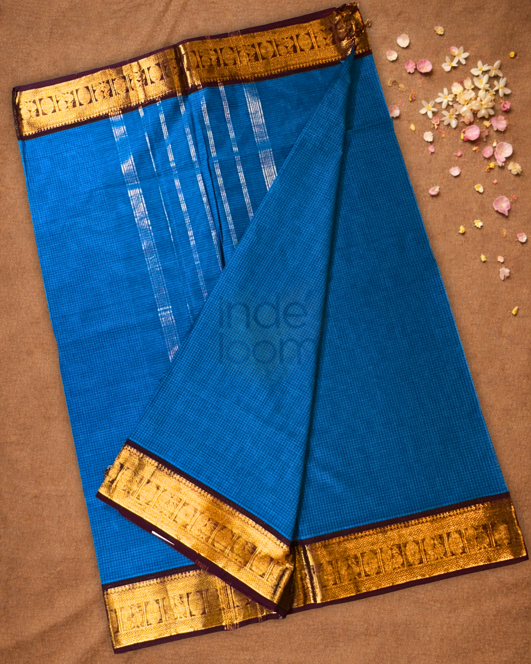 Chettinad Cottton Saree With  Berry Blue