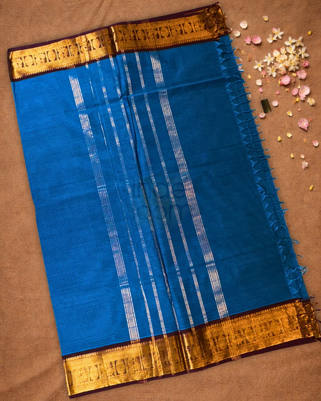 Chettinad Cottton Saree With  Berry Blue