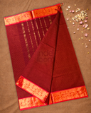 Chettinad Cottton Saree With  Apple Red