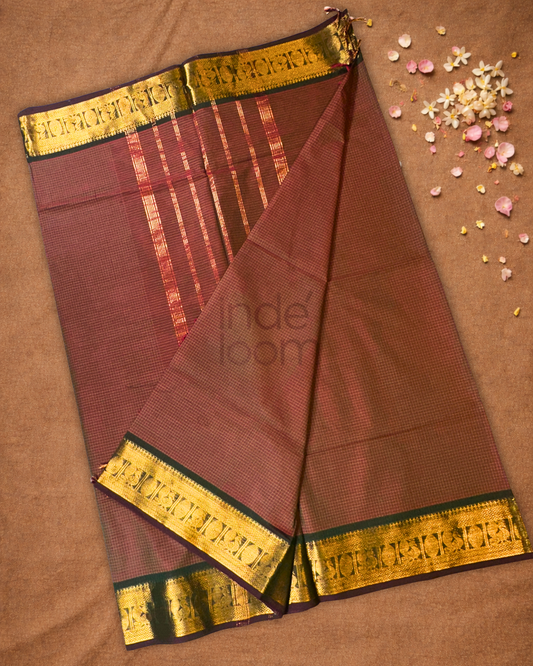 Chettinad cotton Saree  |  red brown