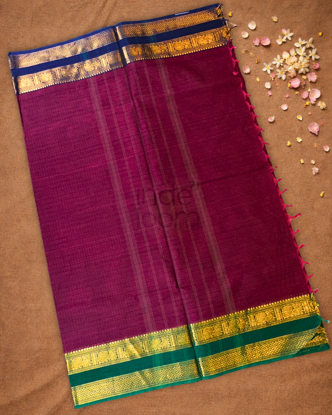 Chettinad Cottton Saree With  Grape Purple
