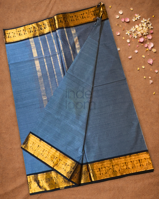 Chettinad cotton Saree  |  ocean blue