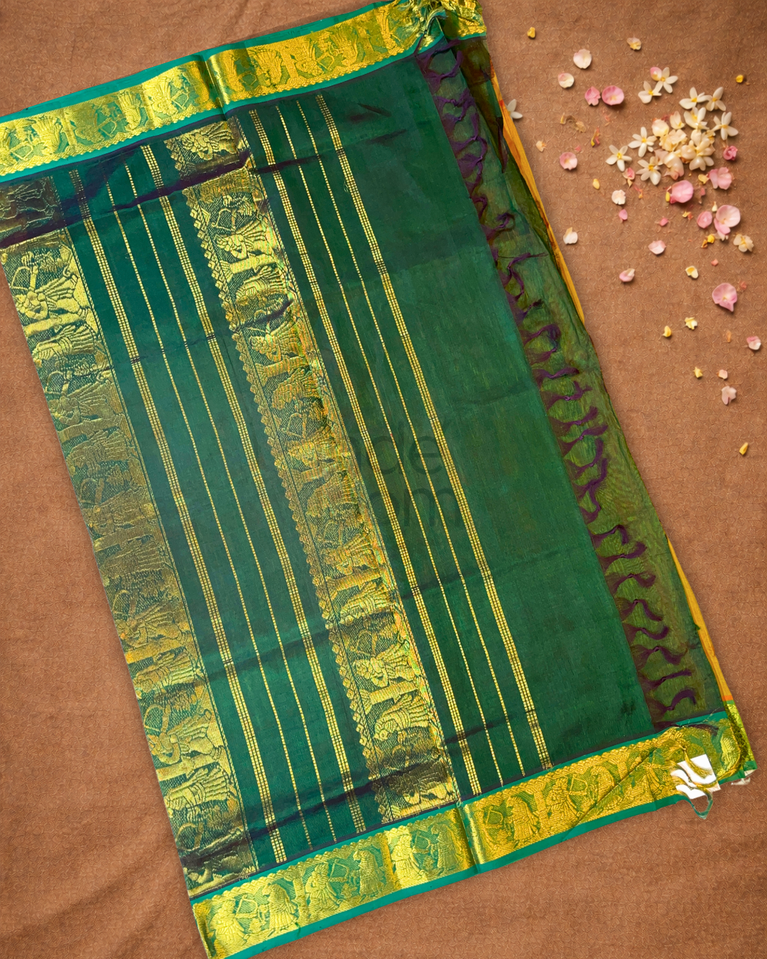 Handloom Korvai Silk Cotton Saree  |  Mustard Yellow