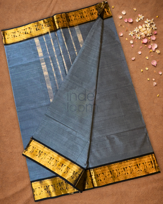 Chettinad cotton Saree  |  dark grey