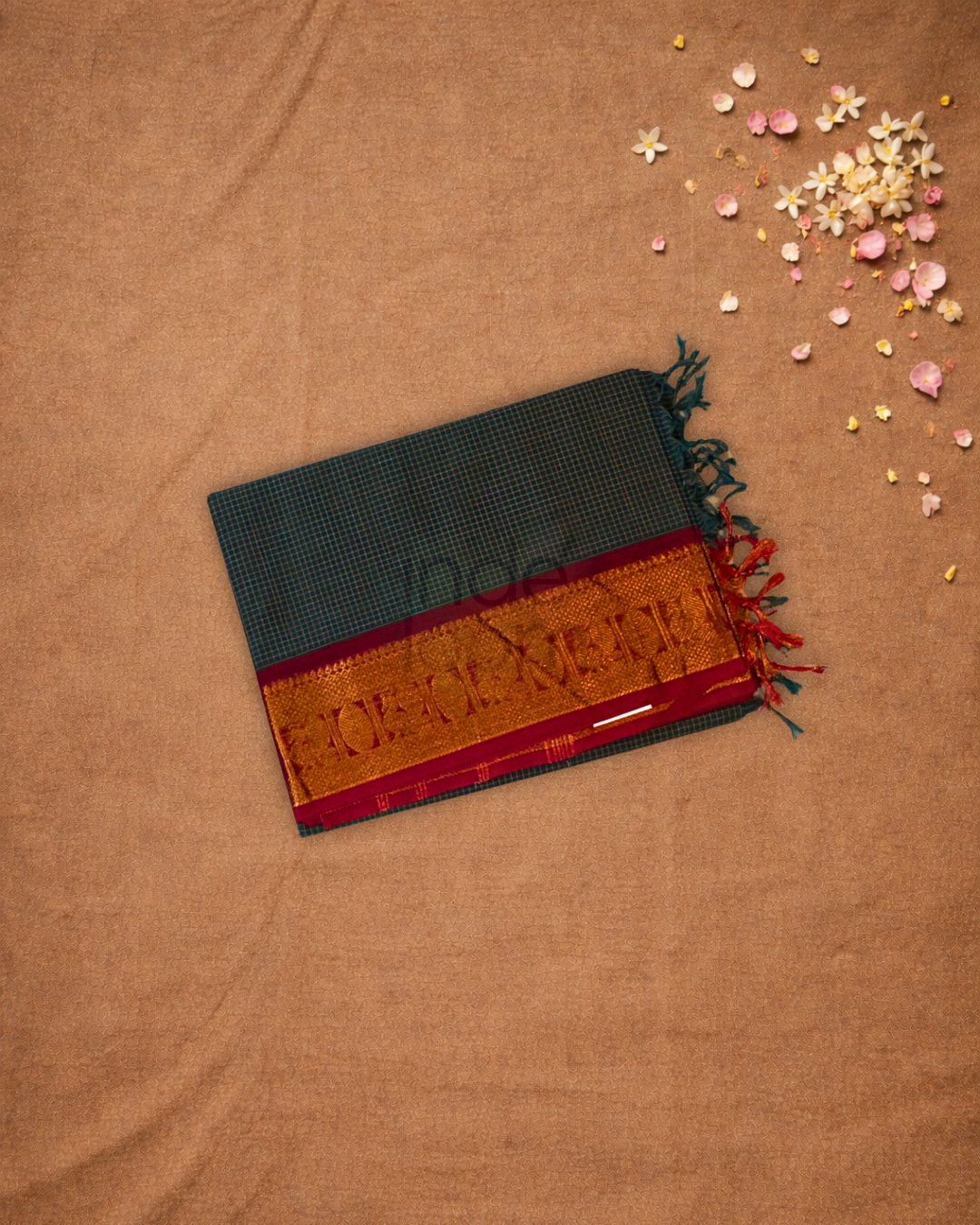 Chettinad Cottton Saree With Charcoal Gray