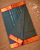 Chettinad Cottton Saree With Charcoal Gray