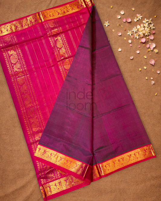 Pure Handloom Korvai Saree | Mulberry Purple
