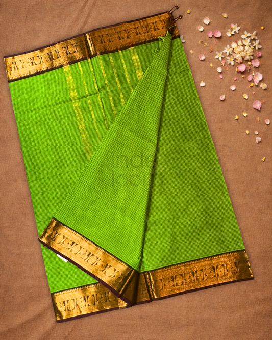 Chettinad  cotton Saree  |  neon green