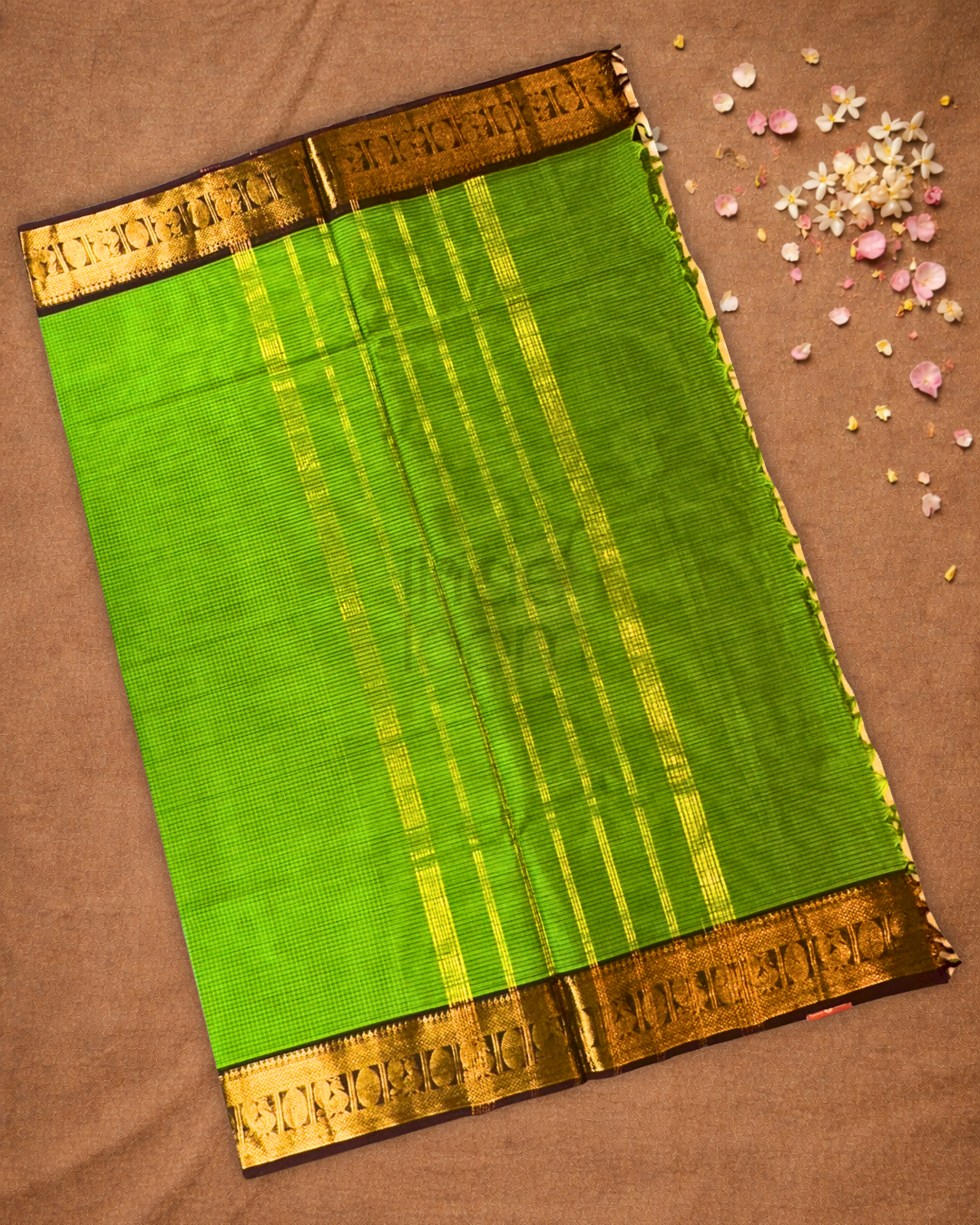 Chettinad Cottton Saree With  Neon Green