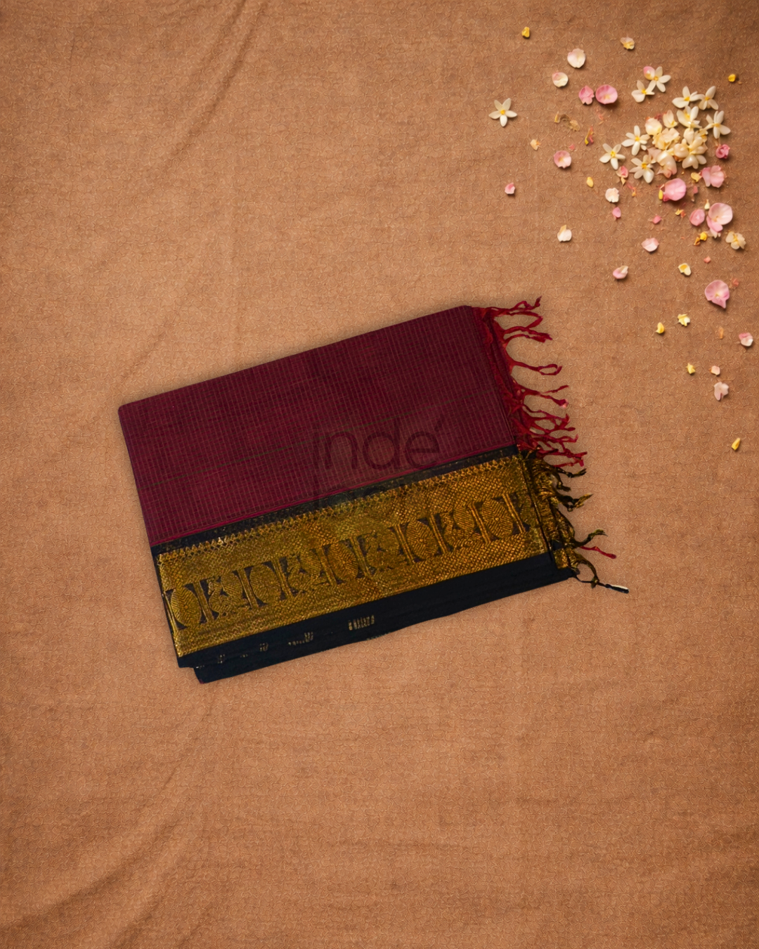 Chettinad Cottton Saree With  Maroon Red